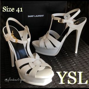 YSL SAINT LAURENT White Tribute Platform Sandals size 41 ( fits 10- 10,5)